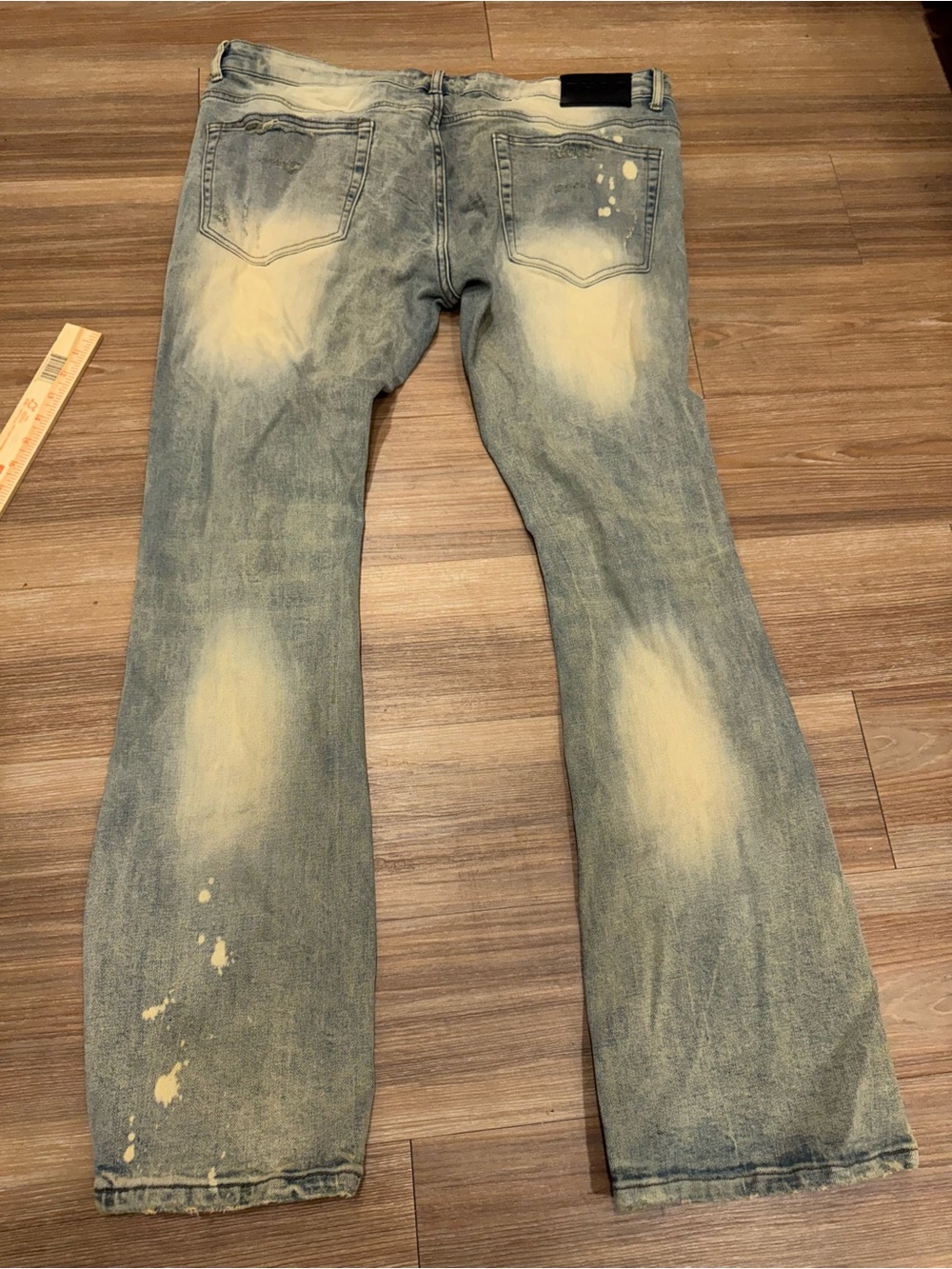 THRT Men's Light Blue Bootcut Jeans with Faded Detail